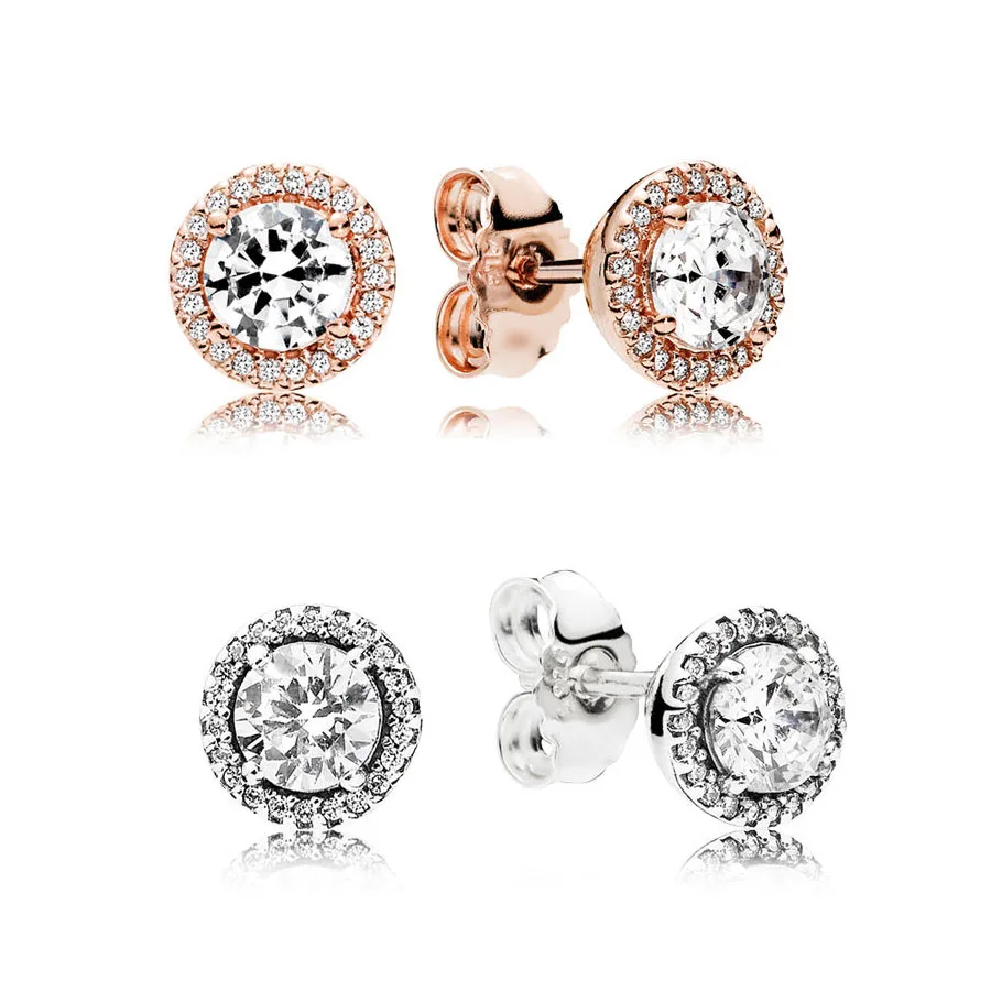 Новинка, классические элегантные серьги-гвоздики из стерлингового серебра 925 пробы с кристаллами для женщин,, модные серьги, ювелирные изделия