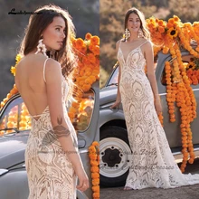 Lakshmigown – robe de mariée sirène en dentelle, tenue de mariage, style Boho, col en V, dos nu, collection été 2022