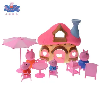 

Peppa Pig George Dolls Set Action Figure Anime Toys Family Mushroom House Afternoon Tea Party Toy for Children's birthday gifts