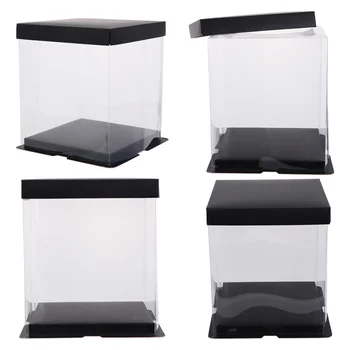 

4pcs Cake Packaging Box Cake Container Transparency Cake Box Cake Wrapping Box