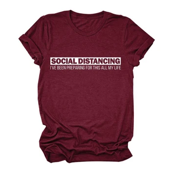 

Social Distancing Summer Tshirt Plus Size Women Quarantine T-shirt Causal O Neck Graphic T Shirts Fashion Clothing Dropshipping