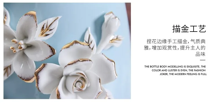 Wedding Ceramic Vase Living Room Modern Crafts Arts Flower Arrangement Coffee Table TV Cabinet Decor Dried Flowers Vase Christm