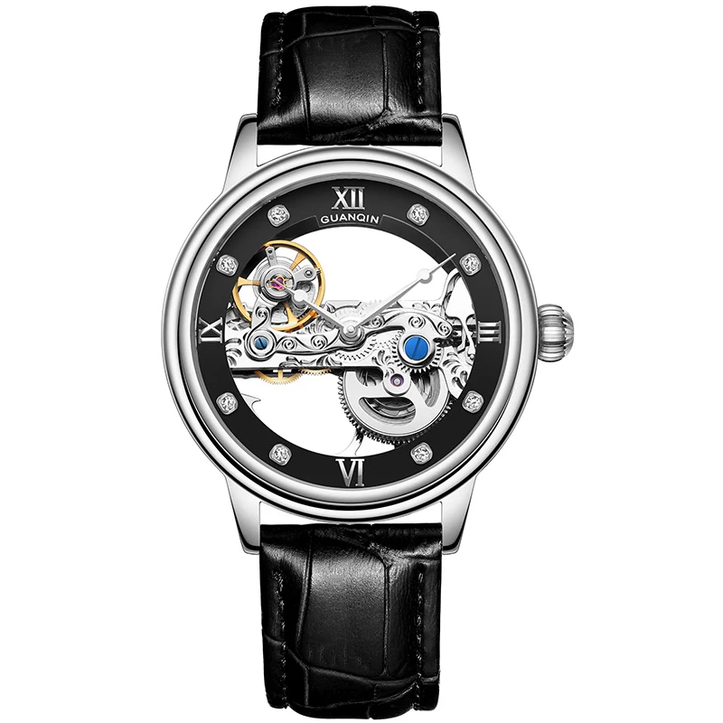 GUANQIN светящиеся механические Автоматические Мужские часы Tourbillon Роскошные Лидирующий бренд мужские часы водонепроницаемые золотые relogio masculino