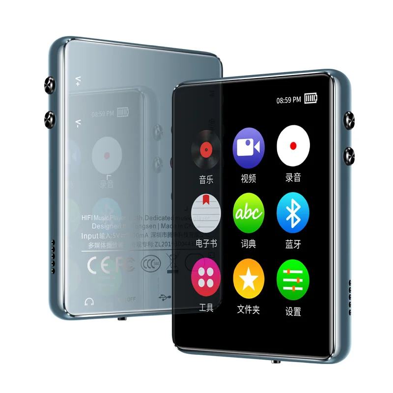 android mp3 player Original metal MP3 player Bluetooth 5.0 touch screen 2.4 inch built-in speaker 16G with e-book radio recording video playback mp3 player for youtube
