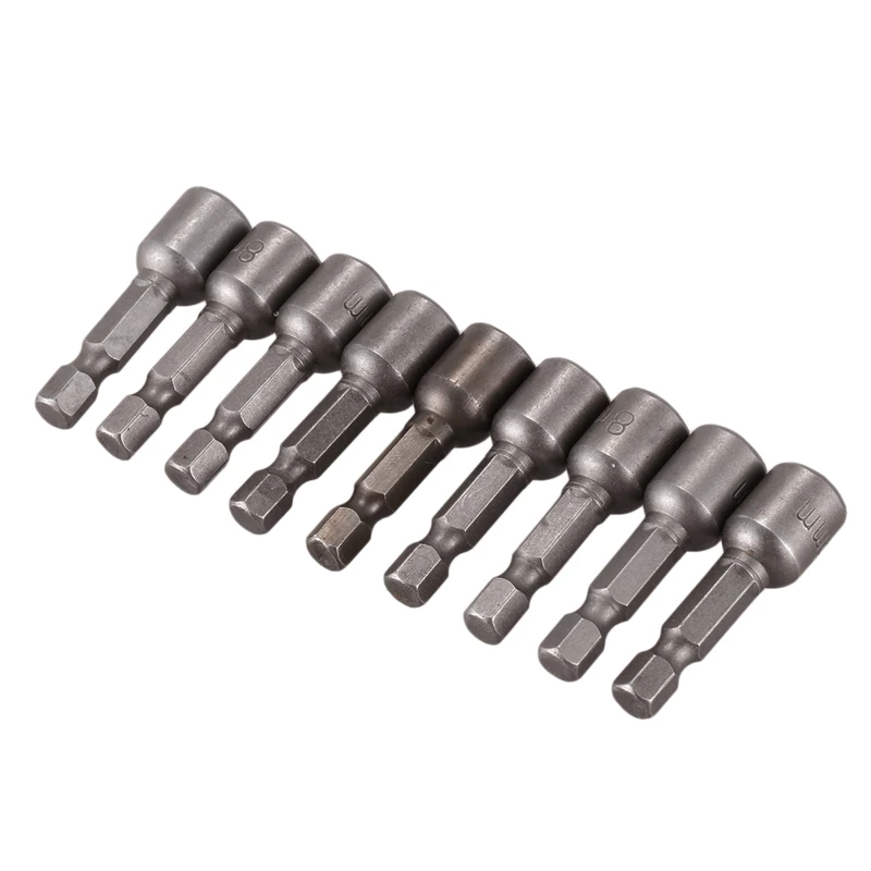 

Magnetic Nut Driver Set 8mm 5/16" Socket Adapter Hex Drill Bit 9 Pcs
