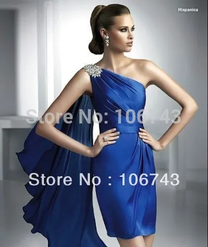 

free shipping 2018 new Short Party formal vestido de festa bride Party Gown one shoulder beading prom bridesmaid dress