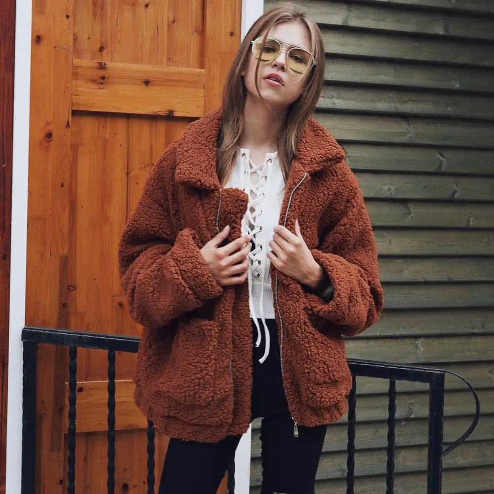 remarkable 9 color winter women jacket coat 2019 fashion zipper warm with fur women coat bomber jackets women