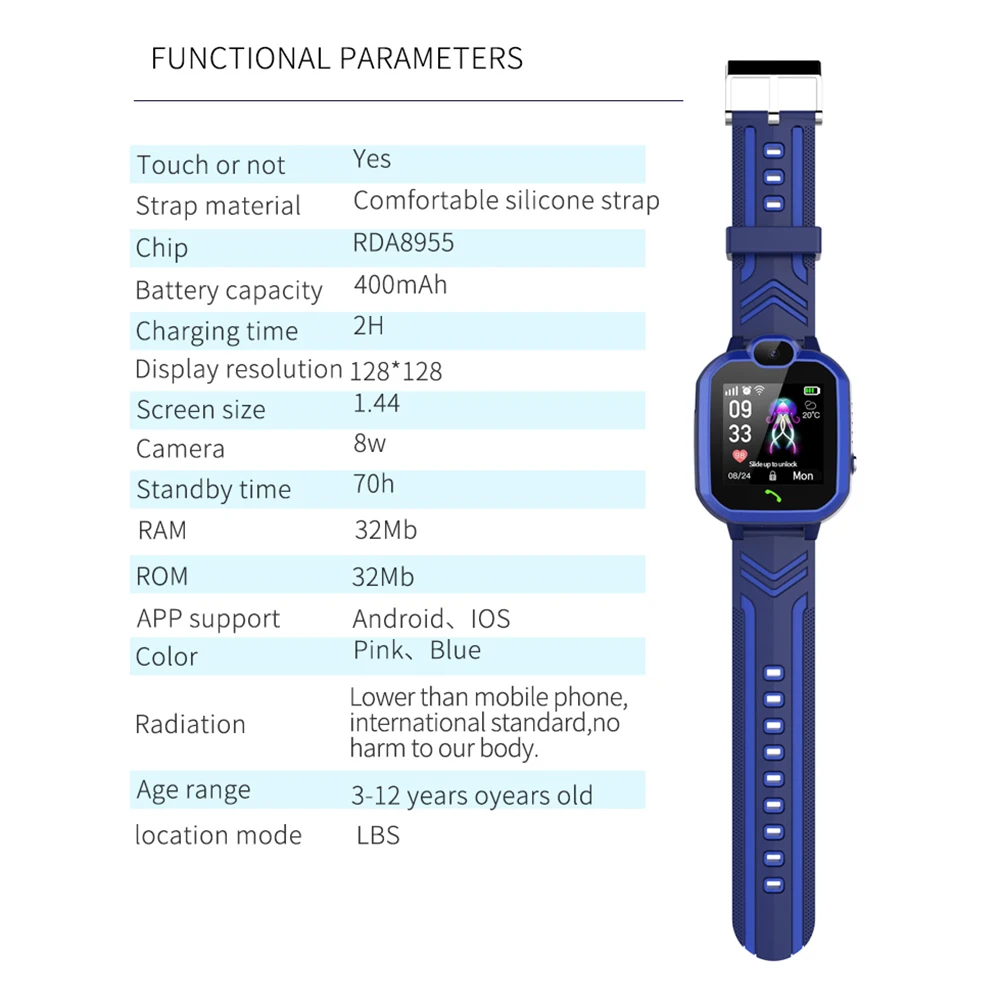 Erilles Smart Watch Wearable Waterproof Running Fitness Tracker Watch Heart Rate Monitor Smart Wristband Pedometer Watch for Kid