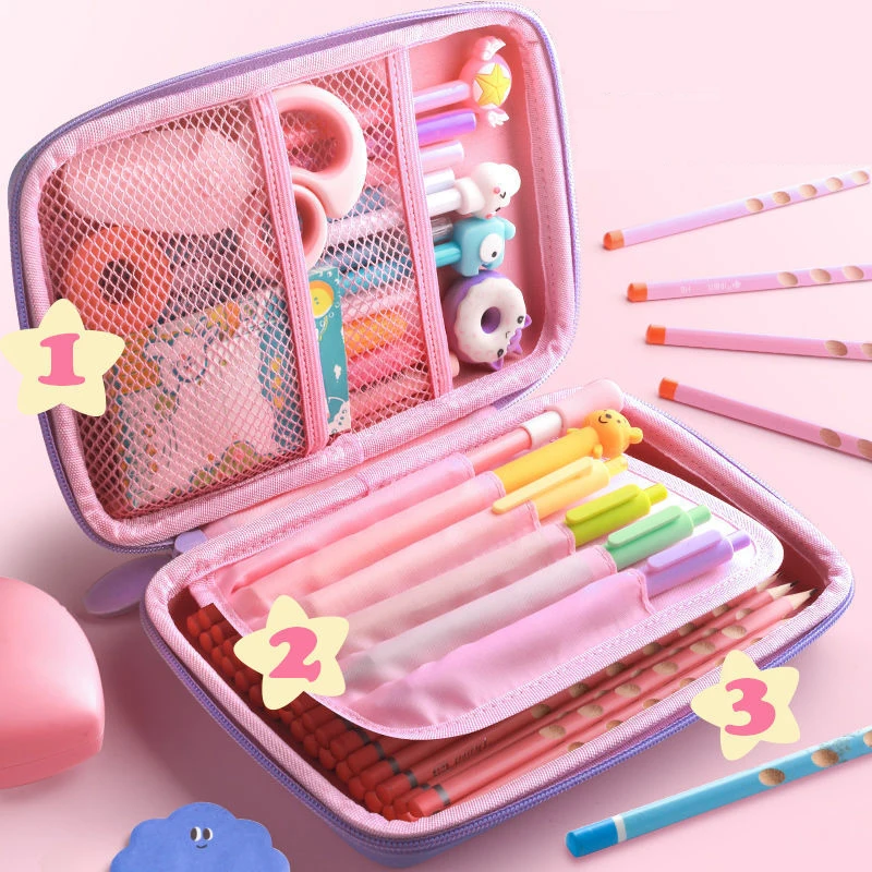 Lovely Pink Unicorn Cartoon 3D Pencil Case Storage Box Pen Bag for School Student Kawaii Girl Pouch Eraser Holder Stationer