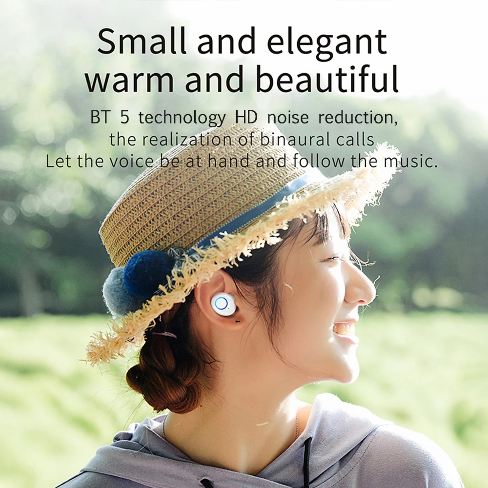 K10 TWS Stereo Wireless BT5.0 Earbuds Headphones with Charging Box Supporting Wireless Charge in-ear Headsets for Android / iOS