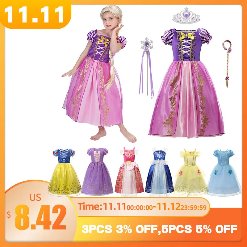 Mädchen Rapunzel Prinzessin Cosplay Kleider Party Geschenk Belle Cinderella Aurora Schnee Weiß Sofia Mesh Ballkleid Geburtstag Kostüm| | - AliExpress