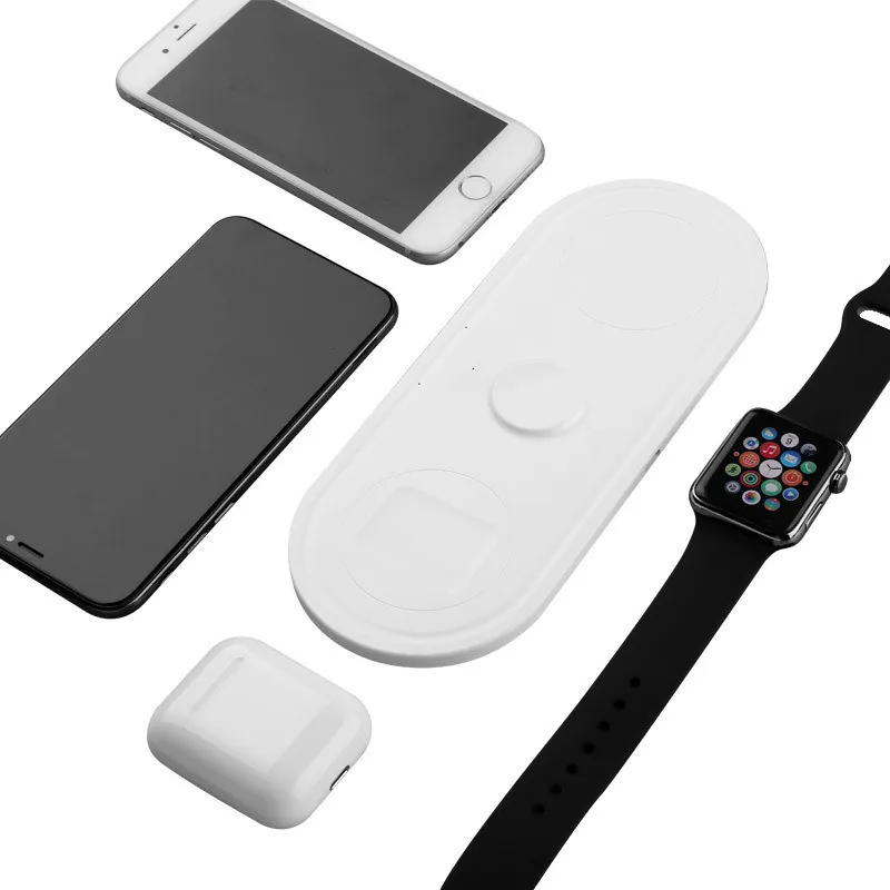 Новое беспроводное зарядное устройство для Iphone X Xs Max Xr 8 быстрая Беспроводная Полная нагрузка 3 в 1 Зарядная площадка для Airpods Apple Watch 5 4 3 2 1
