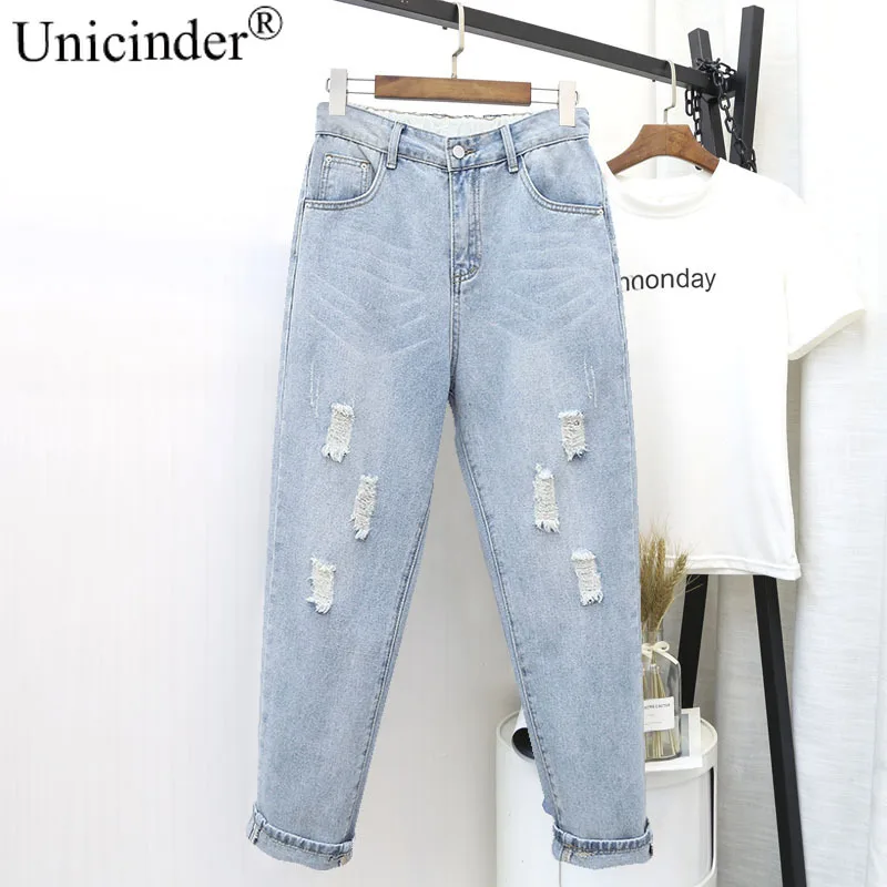 

Unicinder 2021 New Jeans Plus Size Women's Loose Harem Pants Radish Pants Full Length Elastic Waist 5xl Plus Size for Women#3355