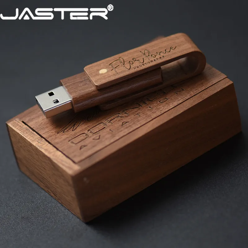 JASTER(более 10 шт. бесплатный логотип) деревянный Спин+ коробка USB 2,0 Флешка 4 ГБ 8 ГБ 16 ГБ 32 ГБ 64 Гб 128 ГБ usb флеш-накопитель