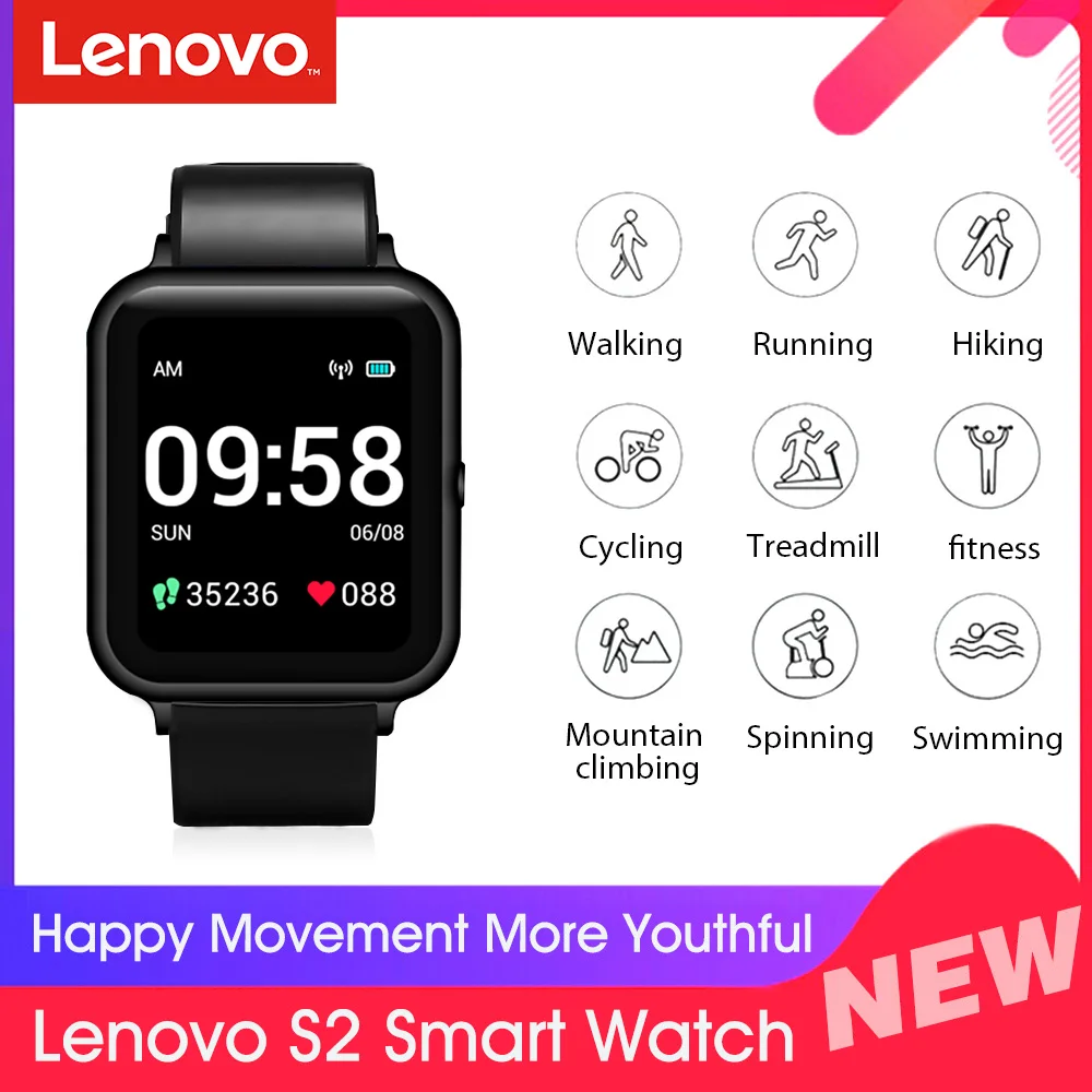 Глобальная версия Lenovo S2 Смарт часы 1 4 дюймов 240x240p фитнес трекер Band калорий