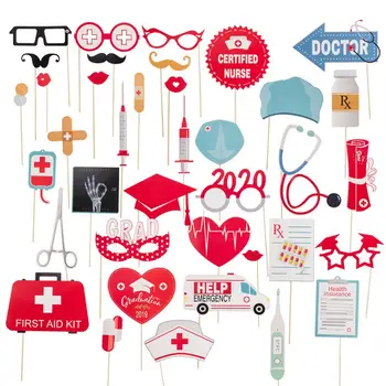

38PCS Graduation Photo Medical School Funny Graduate Party Supplies Decoration Paper Card Photo Props
