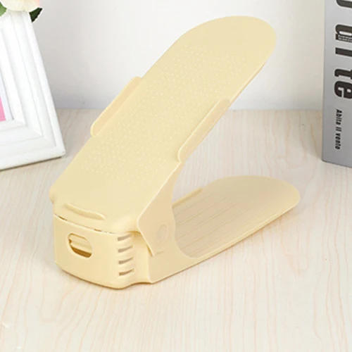 Beige Толстый регулируемый стеллаж хранение обуви DIY креативный Простой пластиковый двойной стеллаж для обуви может сэкономить место для обуви 10 цветов Новинка - Цвет: Beige