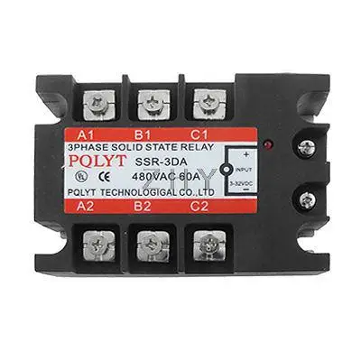 

DC to AC 3-phase Solid State Relay SSR-3DA 60A 3-32VDC / 480VAC