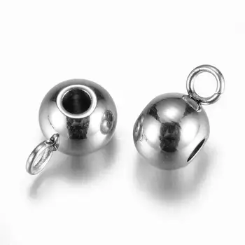 

200Pcs Stainless Steel Round Bail Beads, Pendant Bail Hanger Links
