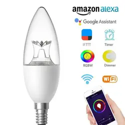 Wifi умная Светодиодная лампа E27 B22 Alexa Google home Голосовое управление Wi-Fi лампа 7 Вт локальный Золотой выделенный серебристый модный белый