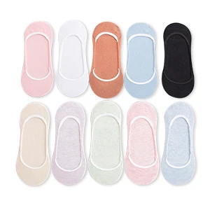 5Pair/lot=10pieces Summer Shallow Mouth Cotton Female Invisible Socks Silicone Non-Slip Woman Short Socks