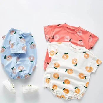 

2020 New Summer Korean Japan Style Newborn Baby Girls Boys Bodysuit Cotton Short Sleeve Jumpsuit Toddler Baby Girl Clothes