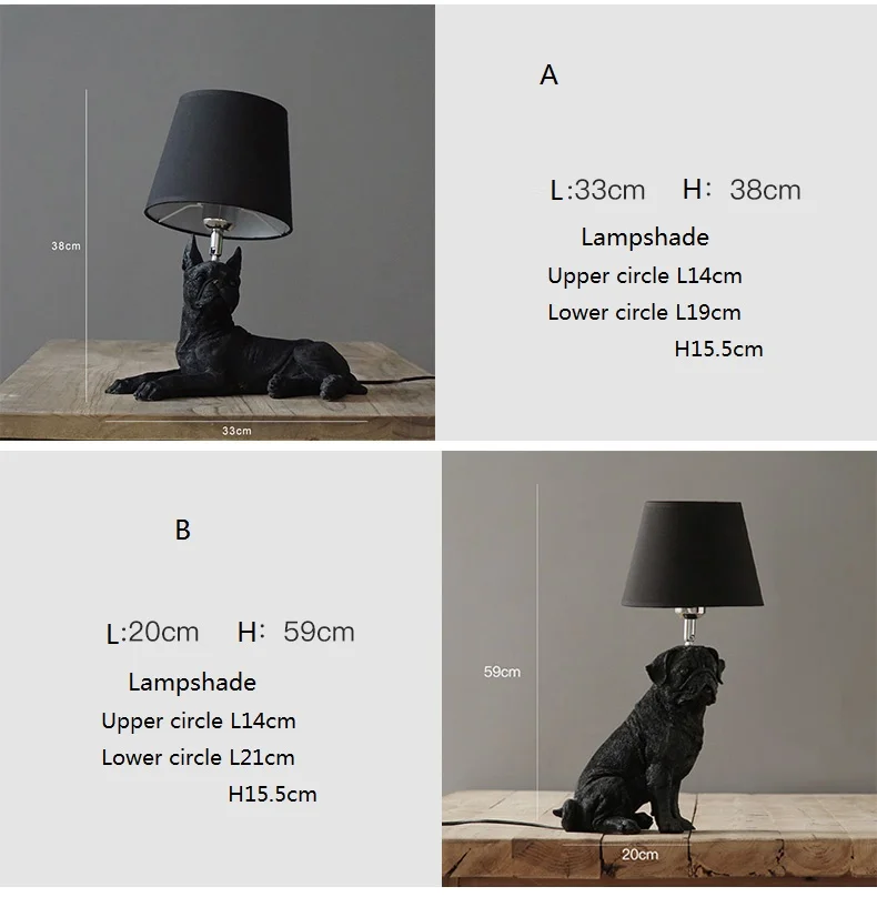 Nordic creative retro bedroom bedside study children's room decorative art dog table lamp