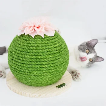 

Interactive Cat Toys Pet Supplies Ball Shaped Cat Scratching Post With Wooden Base Sisal Rope Weaved Cat Furniture Tree Tower