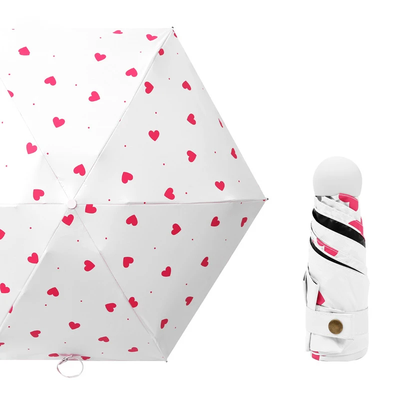 Женский мини-зонт складывающийся в карман черное пластиковое покрытие анти-УФ зонтик портативный дорожный Зонт 5 раз непогодный зонт - Цвет: 13