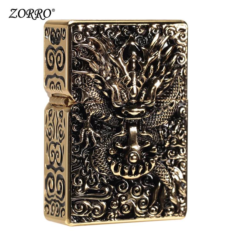 

Zorro lighter personality retro creative lettering helmet dragon kerosene men's birthday boyfriend.