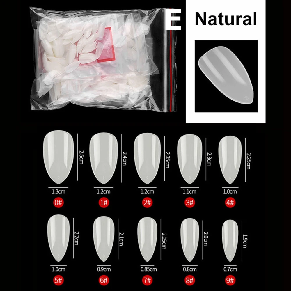 Natural E 100/500 шт Новые горячие накладные ногти Модные Акриловые накладные ногти искусство DIY половинный стиль маникюрные инструменты 6 типов нужен УФ-гель для женщин - Цвет: Natural E