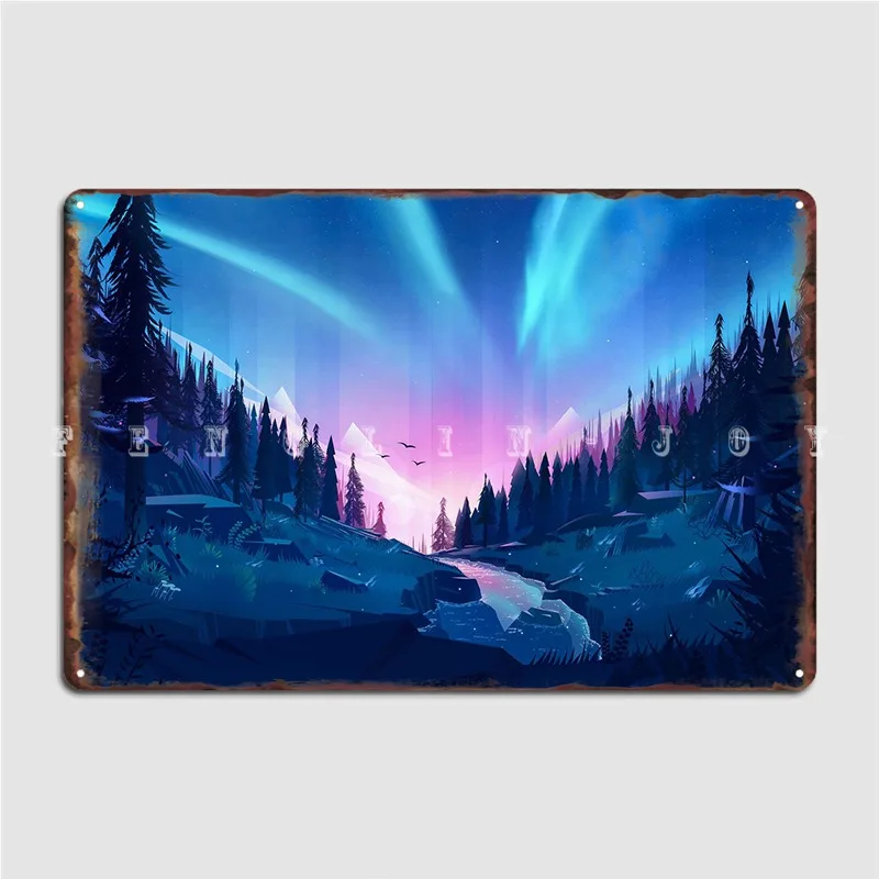

Auroras Borealis Forest Metal Plaque Poster Mural Painting Club Bar Wall Cave Personalized Tin Sign Poster
