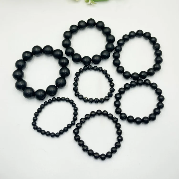 Wholesale 1pcs 100% Natural Russia Shungite Bracelet,Healing Gem stone Jewelry Bracelet,6mm 8mm 12mm 16mm Rich in Fullerenes