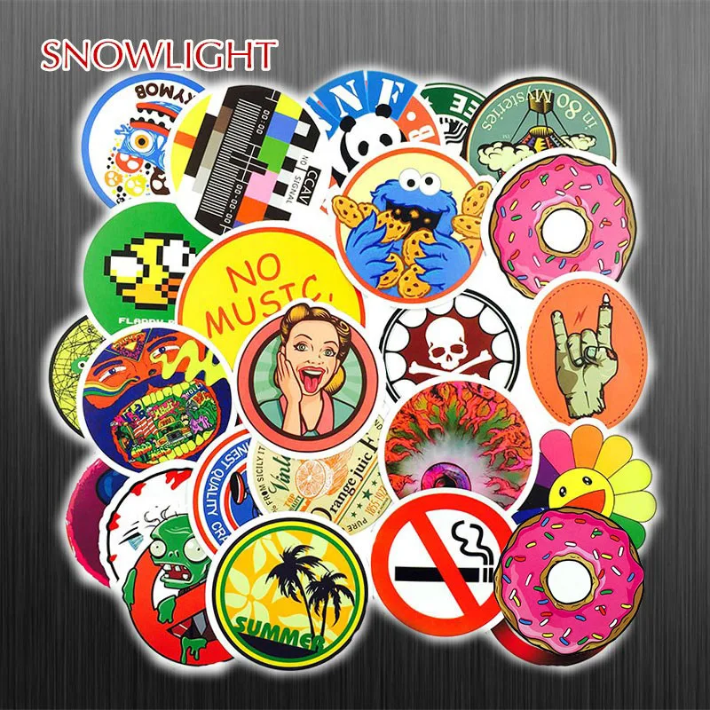 25 PCS/lot Circle Cartoon Sticker Toys for Children Anime Funny Waterproof Mixed Stickers DIY Laptop Skateboard Car Luggage