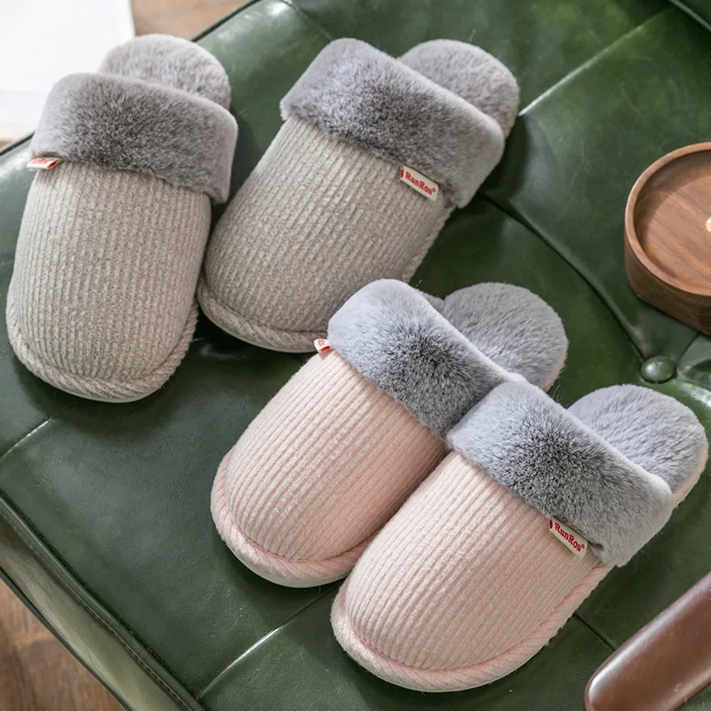 

Mao rong mian Household Home Slipper Winter Anti-slip Women's Warm Thick Bottomed Western Style 2019 New Style Couples Low Bag