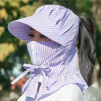 

360°Outdoor Stripes UV Protection Ear Flap Neck Cover Sun Hat Cap Fishing Hunting Hiking Big brim hat Beekeeping Hat