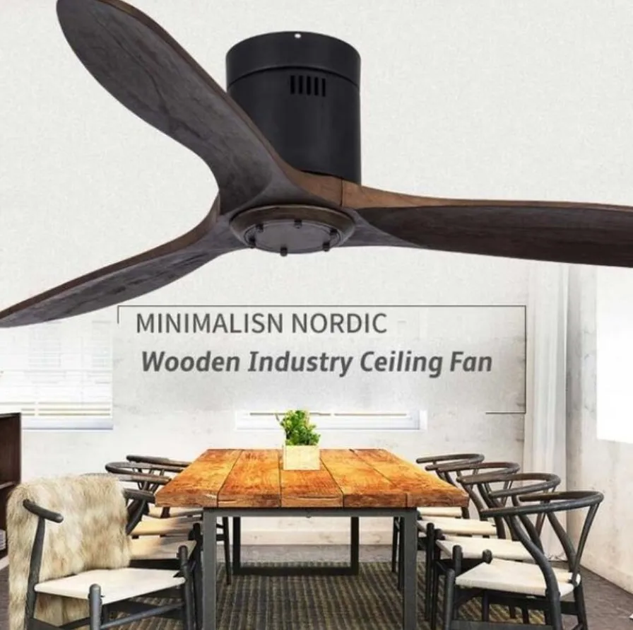 Aliexpress Solid Dimming Fan Ceiling Remote Modern Dining Control Light Loft Ceiling Led Fans Wood With Room Without Bedroom Lamp Fan Living Room