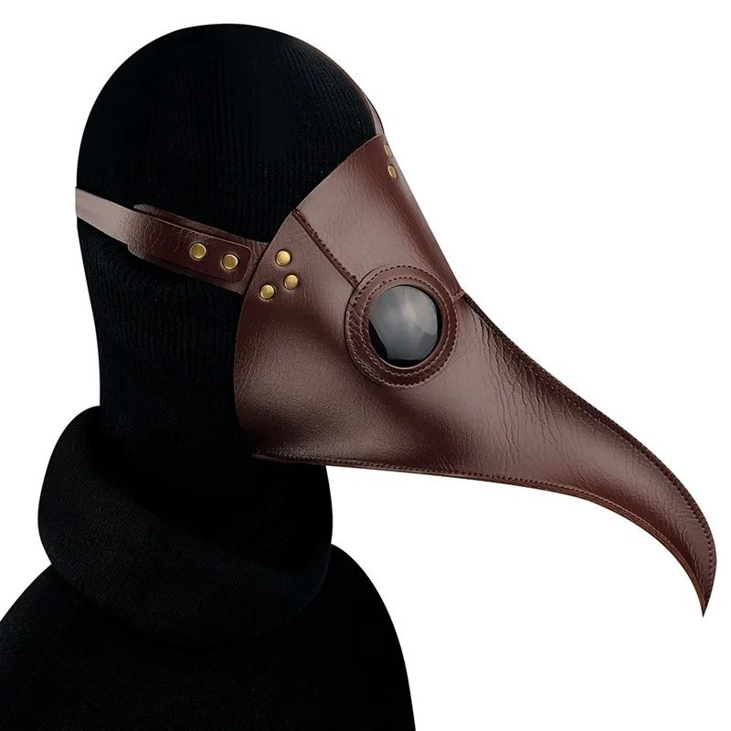 coffee New plague doctor mask Beak Doctor Mask Long Nose Cosplay Fancy Mask Gothic Retro Rock Leather Halloween beak Mask - Цвет: coffee