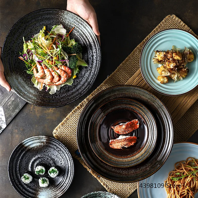 

Japanese style sushi dish ceramic home restaurant tableware retro disc creative Western steak dish breakfast plate