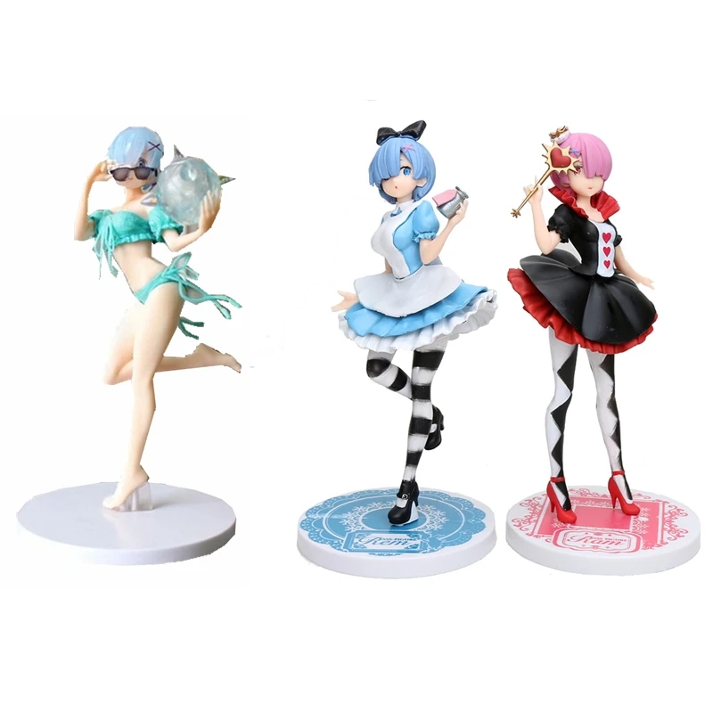 

21cm Anime Re: Life In A Different World From Zero Ram Rem Cosplay Hot Girl Maid Ver. Rem Action Figure Model Toys