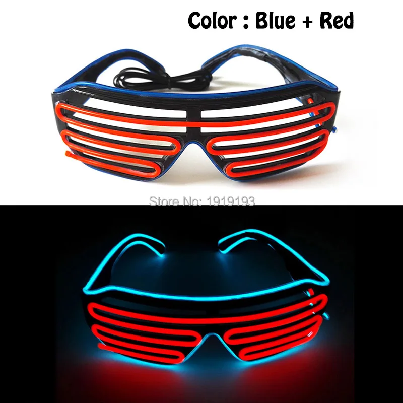 Привлекательные EL очки карнавал очки для вечеринки Рождество Led флуоресцентные солнцезащитные очки для пасхи диско сверкающие принадлежности для вечеринки - Цвет: Blue vs Red