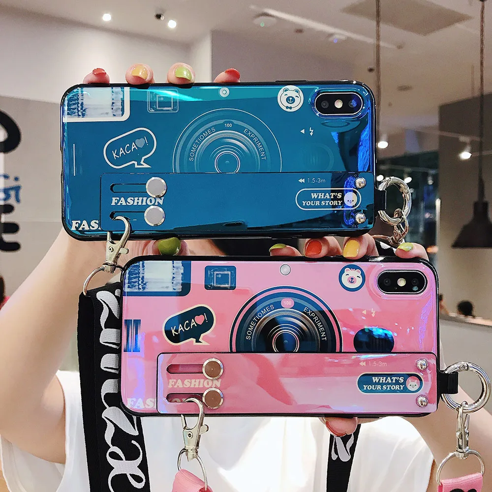 3D ремешок для камеры чехол телефона iphone 11 pro X XS Max XR 5 6 6s 7 8 Plus глянцевый Голубой Луч