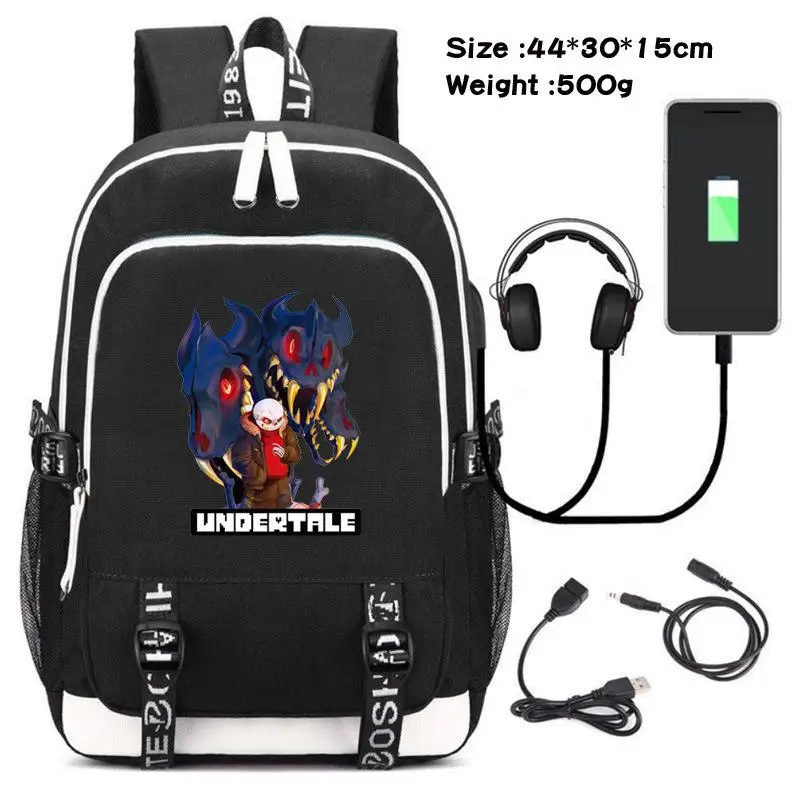 Игра Undertale Frisk Sans Papyrus рюкзак с принтом мультяшный рюкзак Usb зарядка компьютер Студенческая сумка underale ноутбук дорожная сумка - Цвет: 17