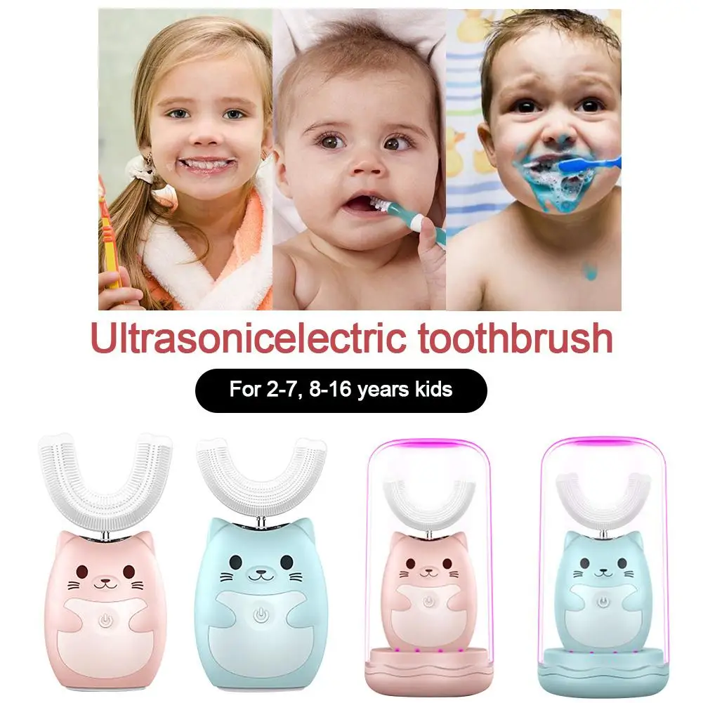 

Children Electric Whitening Toothbrush U-Type 360 Oral Cleaning Machine Designed For Children Waterproof Rechargeable