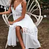 Summer White Beach Dress Cotton Crochet Beach Cove Up Lace Patchwork Bathing Suit Swimwear Cover Up Sarong Robe Bikini Cover Up ► Photo 1/6
