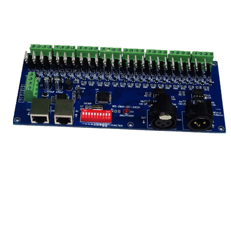 DMX-CC-24CH 8 групп 24 канала dmx512 XRL 3P светодиодный декодер, диммер, контроллер, привод для RGB светодиодные ленты