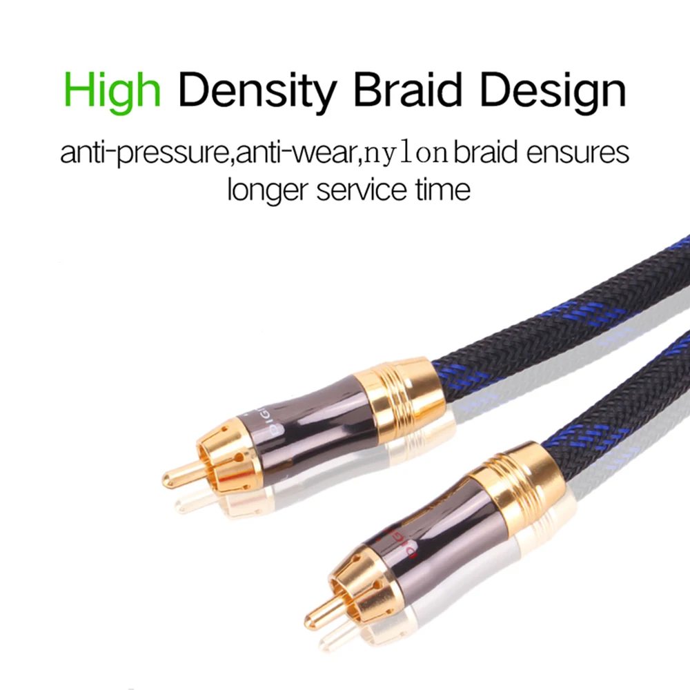 Premium Stereo Audio Cable - 2 RCA Male to 2 RCA Male, High-Durability (OD 8.0mm)