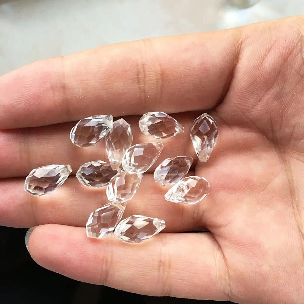 Camal 50pcs Loose 12x6mm Teardrop Water Drop Crystal Pendant Prism Faceted Bead Hanging Craft Jewelry Part Wedding Party DIY