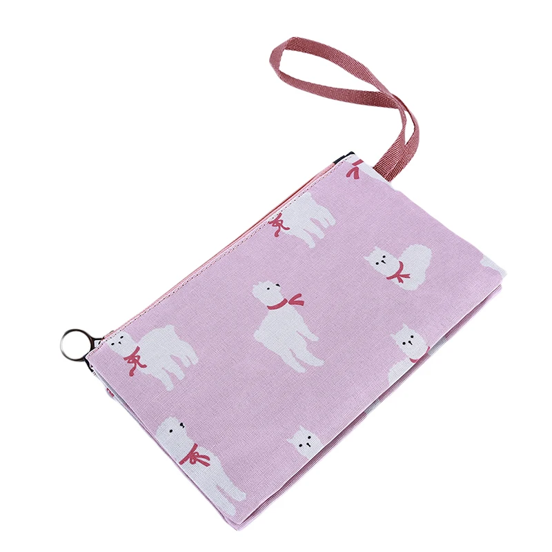 Pink alpaca Модная сумка для туалетных принадлежностей с принтом, портативная многофункциональная Складная двойная косметичка, Корейская прямоугольная Большая вместительная косметичка - Цвет: Pink alpaca