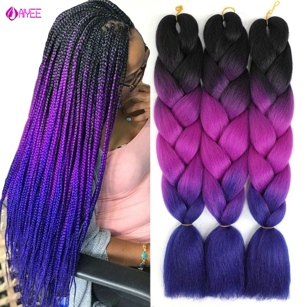 

Long Hair Crochet Braids Hair Jumbo Ombre Color Jumbo Crochet Braiding Hair Extension for Women Bulk Hair Pink Red Blonde Color